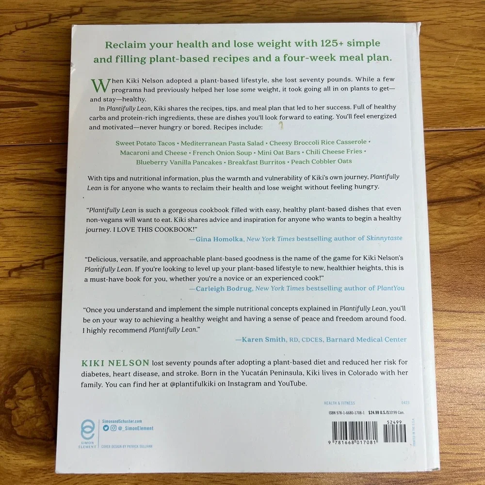 Kiki Nelson Cookbook Plantfully Lean Expanded Edition Plant-Based Recipe Book‎